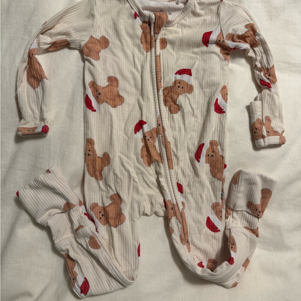 Little Pajama Co. Santa Ribbed Bear Convertible Onesie